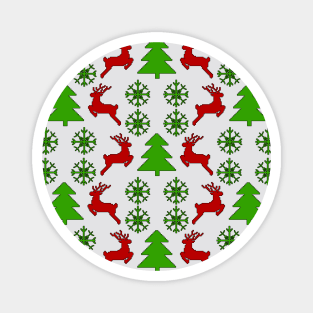 Festive Pixel Parade: Reindeer, Tree, Snowflake No 2 Magnet